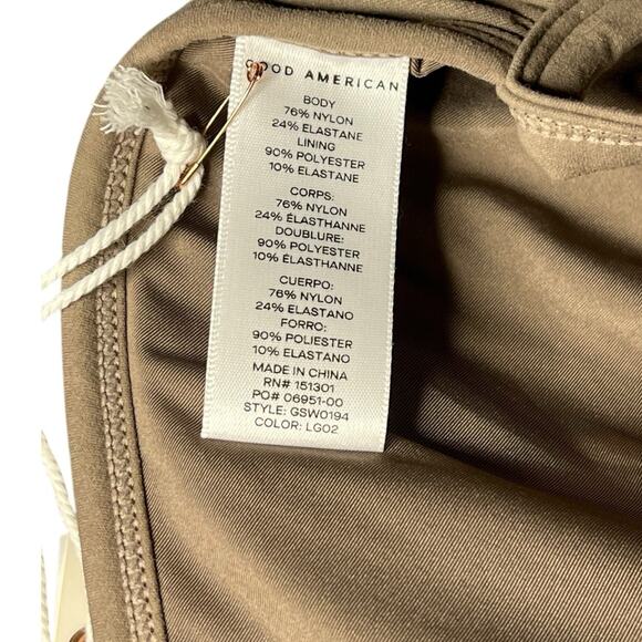 NWT Good American Shine Perfect Fit Brown Padded Triangle‎ Bikini Top Size 7 4X - Picture 3 of 6